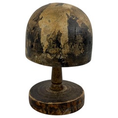 Vintage Wooden Hat Form Mold with Stand, Hatter Tool, Vienna, Austria, 1910s