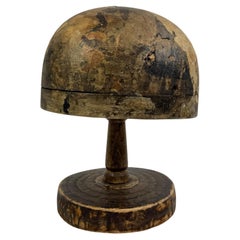 Molde Vintage de Madera para Sombrero con Soporte, Herramienta de Sombrerero, Viena, Austria, Década de 1910
