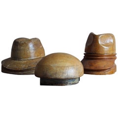 Antique Wooden Hat Forms, Set of 3