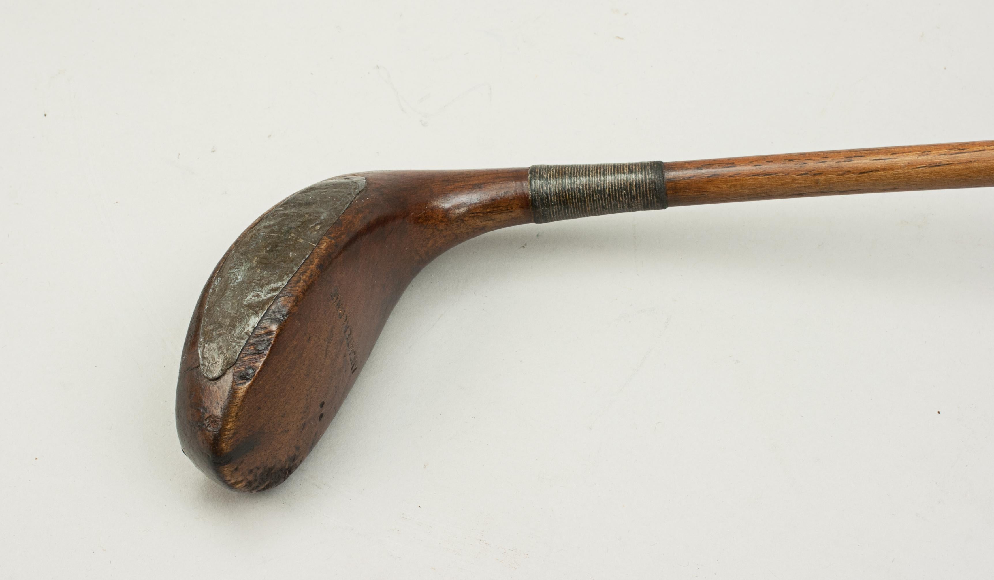 Early 20th Century Vintage Wooden Head Golf Club, Putter by Auchterlonie of St. Andrews