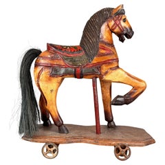 Vintage Wooden Horse on Wheels