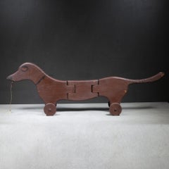 Vintage Wooden Jointed Wiener Dog c.1940