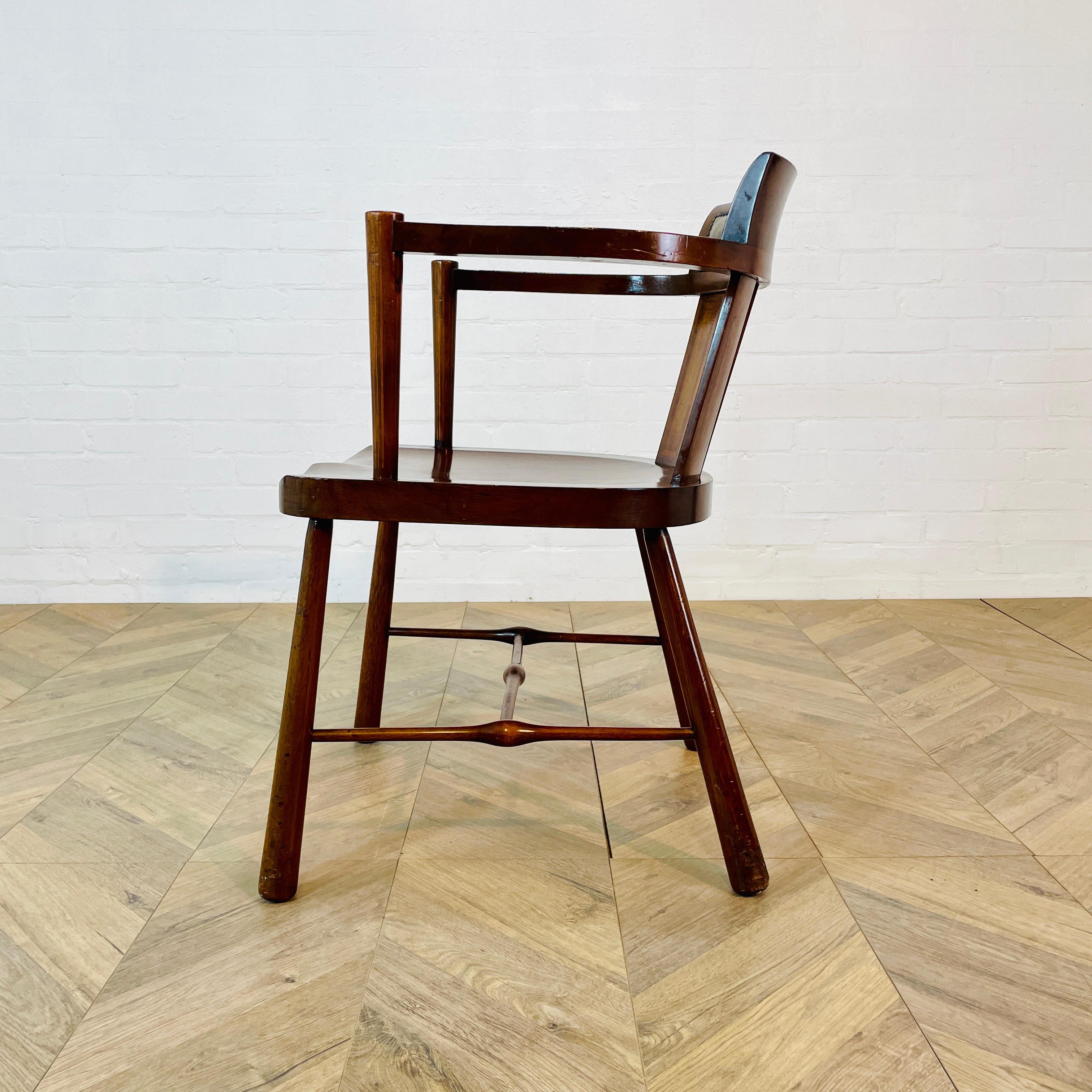 Vintage Wooden + Leather Former Clerks Chair by G.H.K, circa 1930s For Sale 3