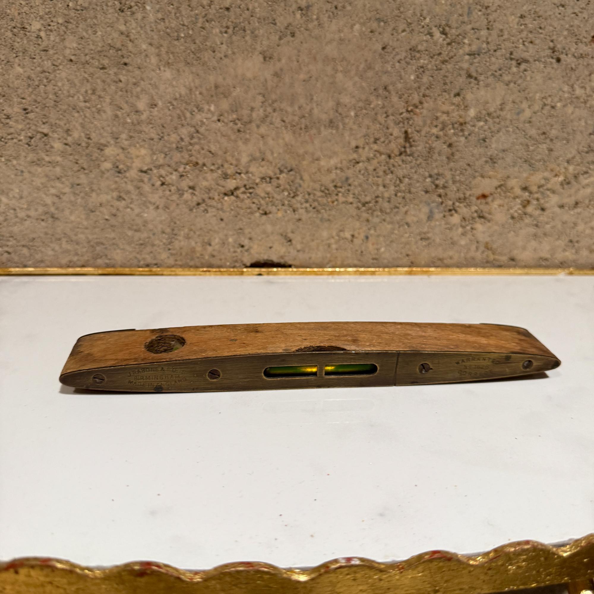Mid-Century Modern Vintage Wooden Level - Teak and Brass Dual Window Spirit Level - J Rabone & Sons For Sale