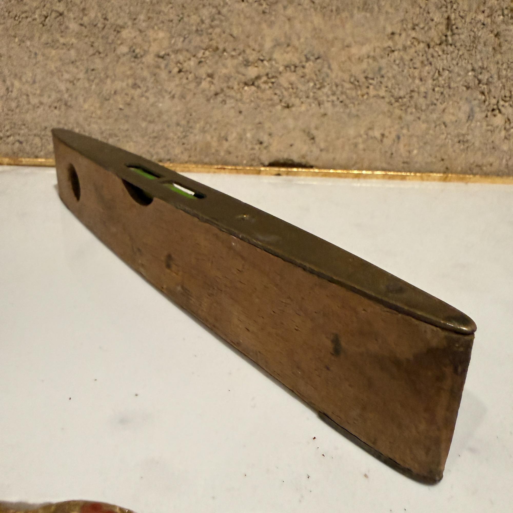 Patinated Vintage Wooden Level - Teak and Brass Dual Window Spirit Level - J Rabone & Sons For Sale