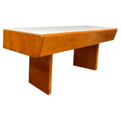 Vintage Wooden Low Console with Opaline Glass, 1960