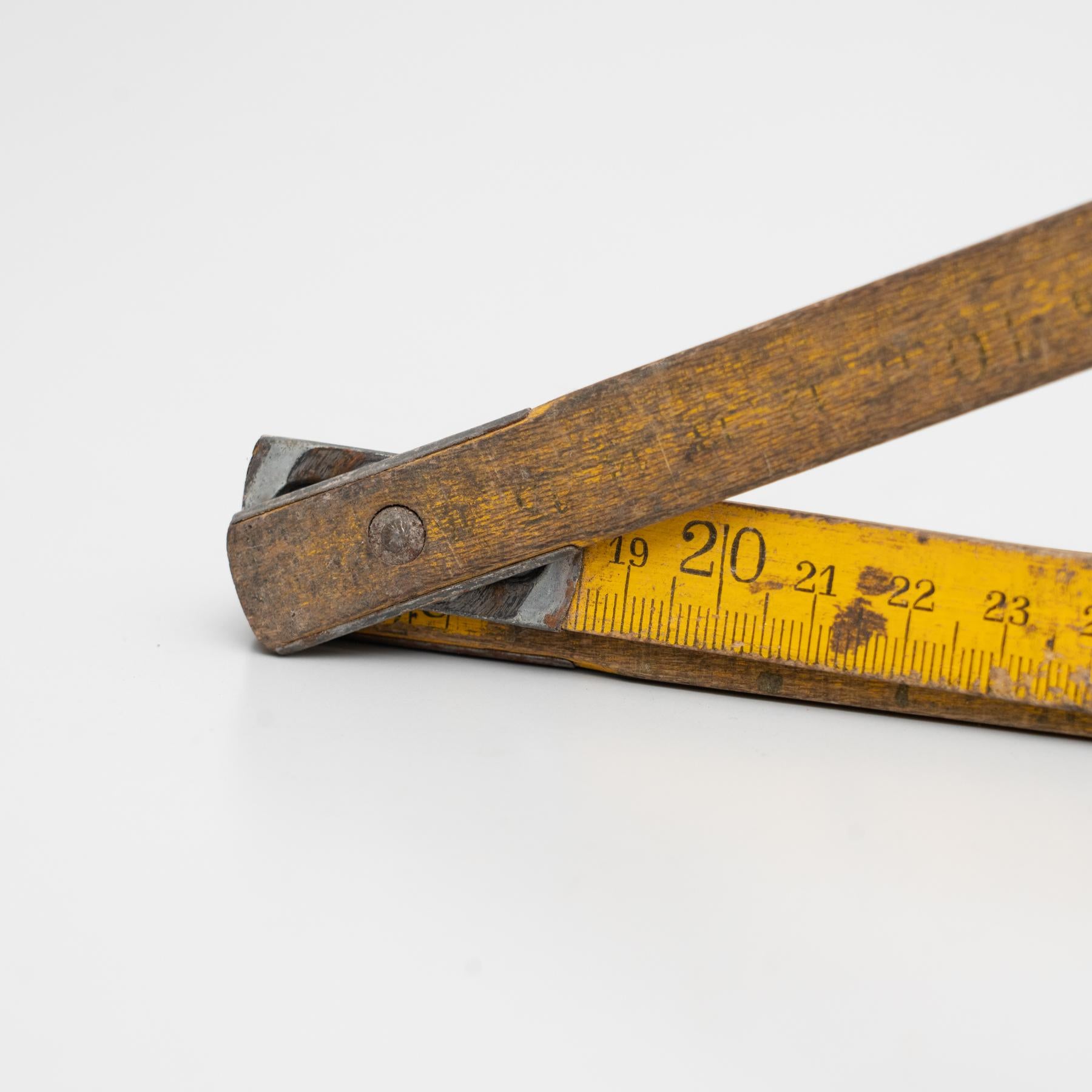 Metal Vintage Wooden Measuring Stick, circa 1950 For Sale