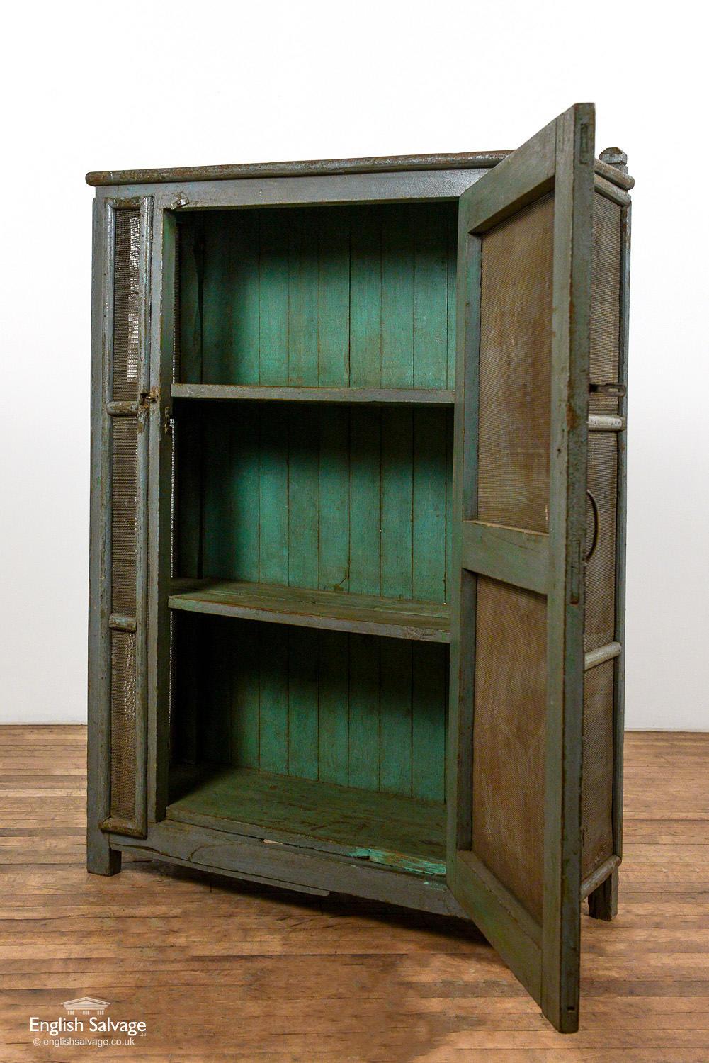 Vintage Wooden Mesh Front Pantry Cabinet, 20th Century In Good Condition For Sale In London, GB