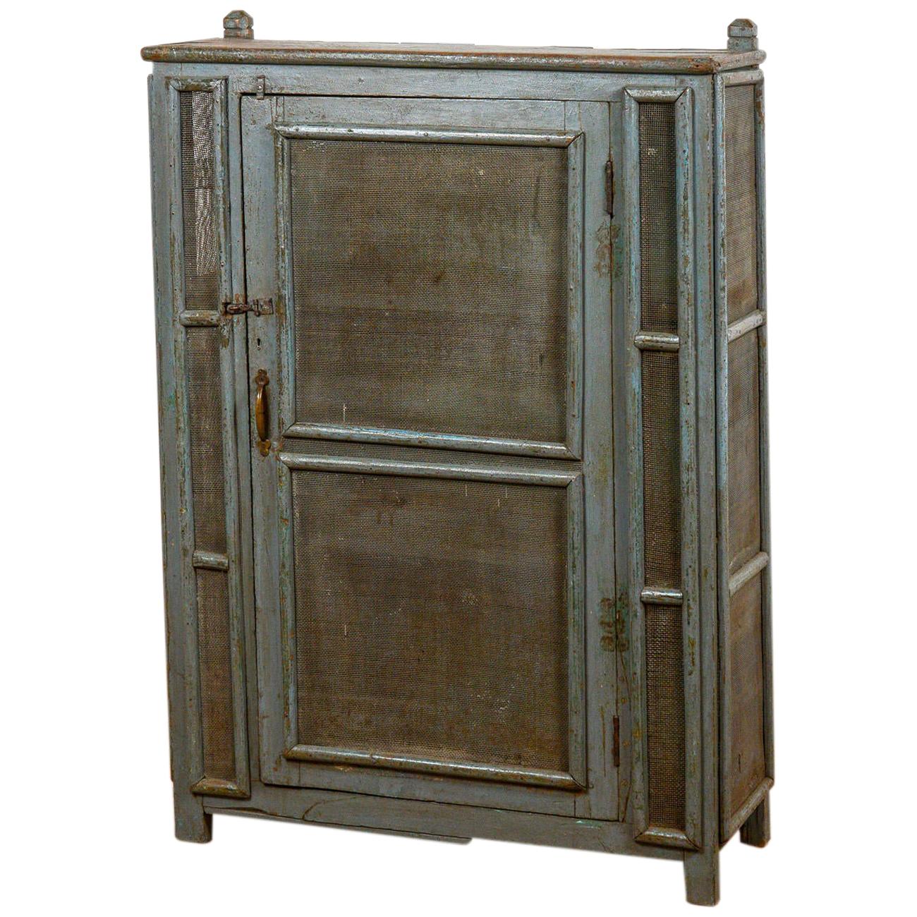 Vintage Wooden Mesh Front Pantry Cabinet, 20th Century For Sale