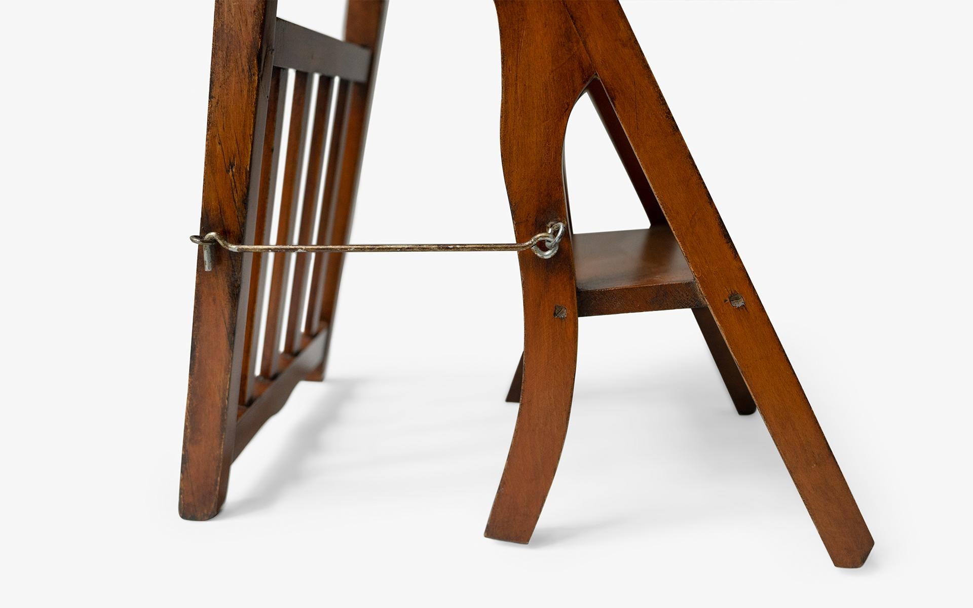 Woodwork Vintage Wooden Metamorphic Step Ladder Folding Library Chair