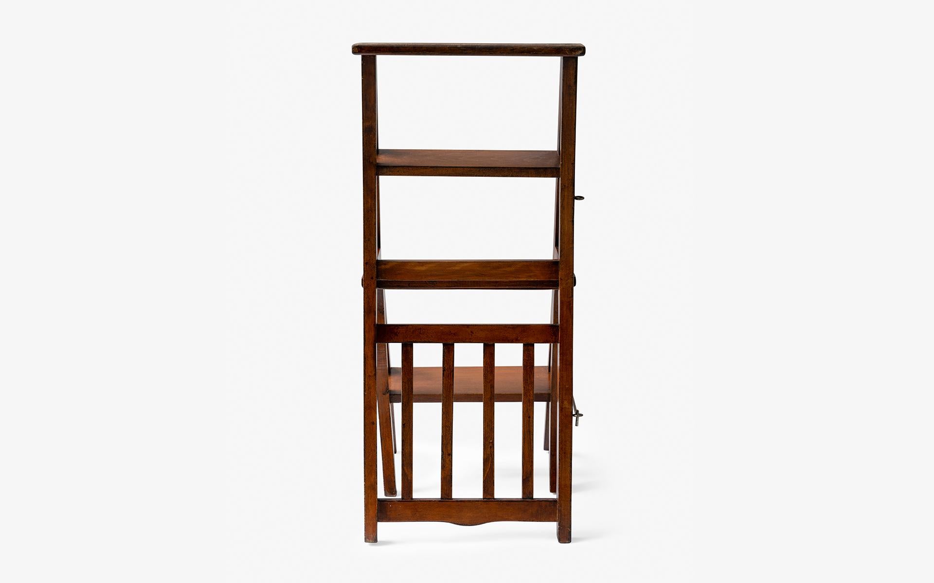 20th Century Vintage Wooden Metamorphic Step Ladder Folding Library Chair