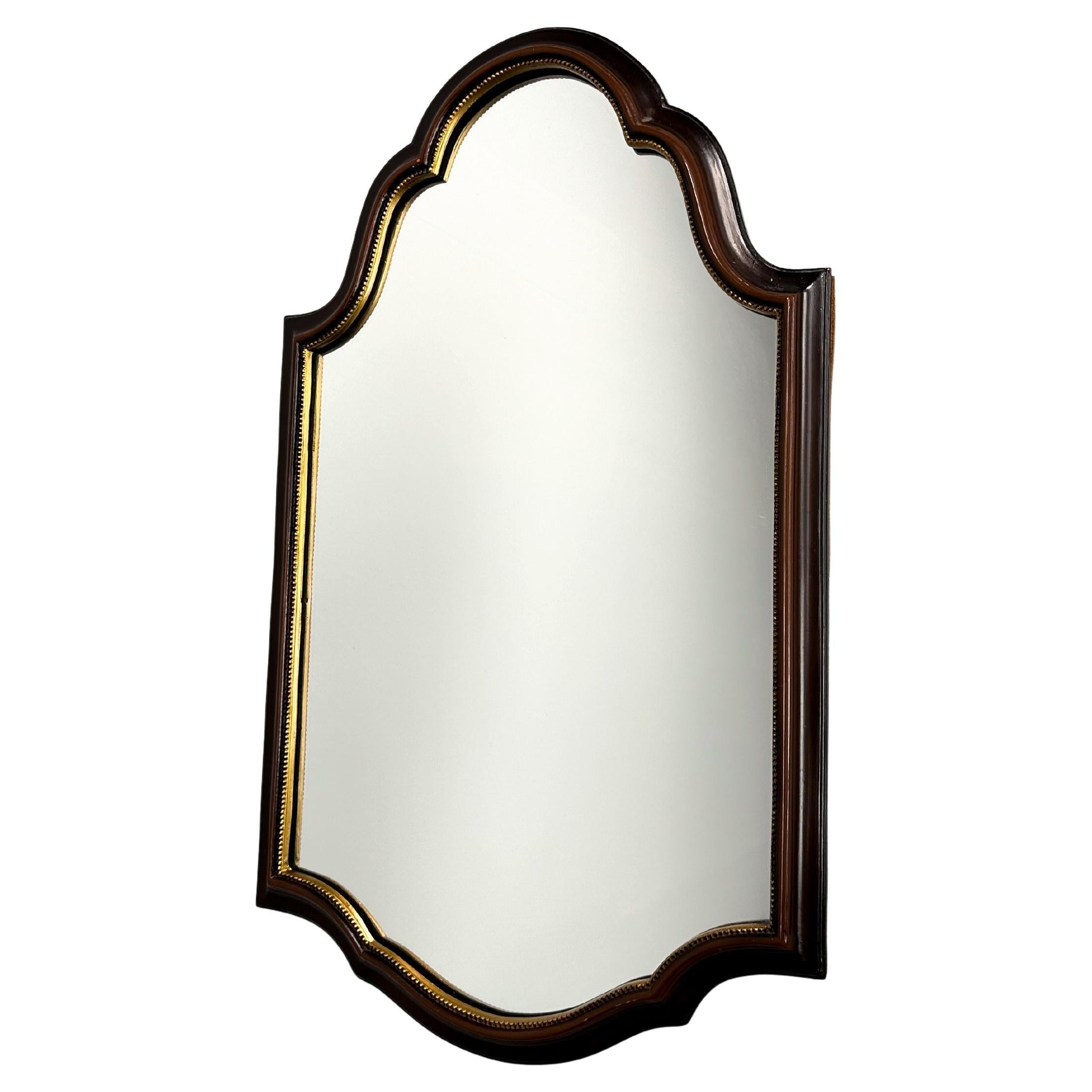 Vintage Wooden Mirror  Wall Hanging Scalloped Mirror