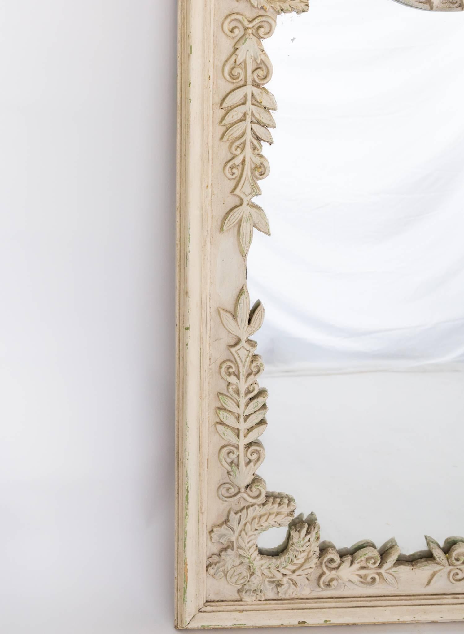 Vintage Wooden Monogrammed Mirror 'W' In Distressed Condition In New Orleans, LA