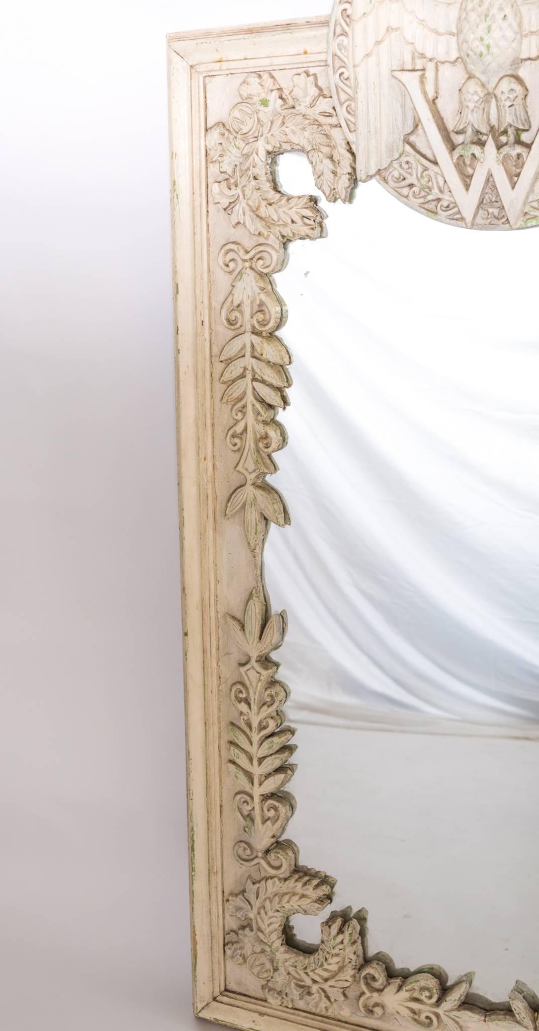 Vintage Wooden Monogrammed Mirror 'W' 1