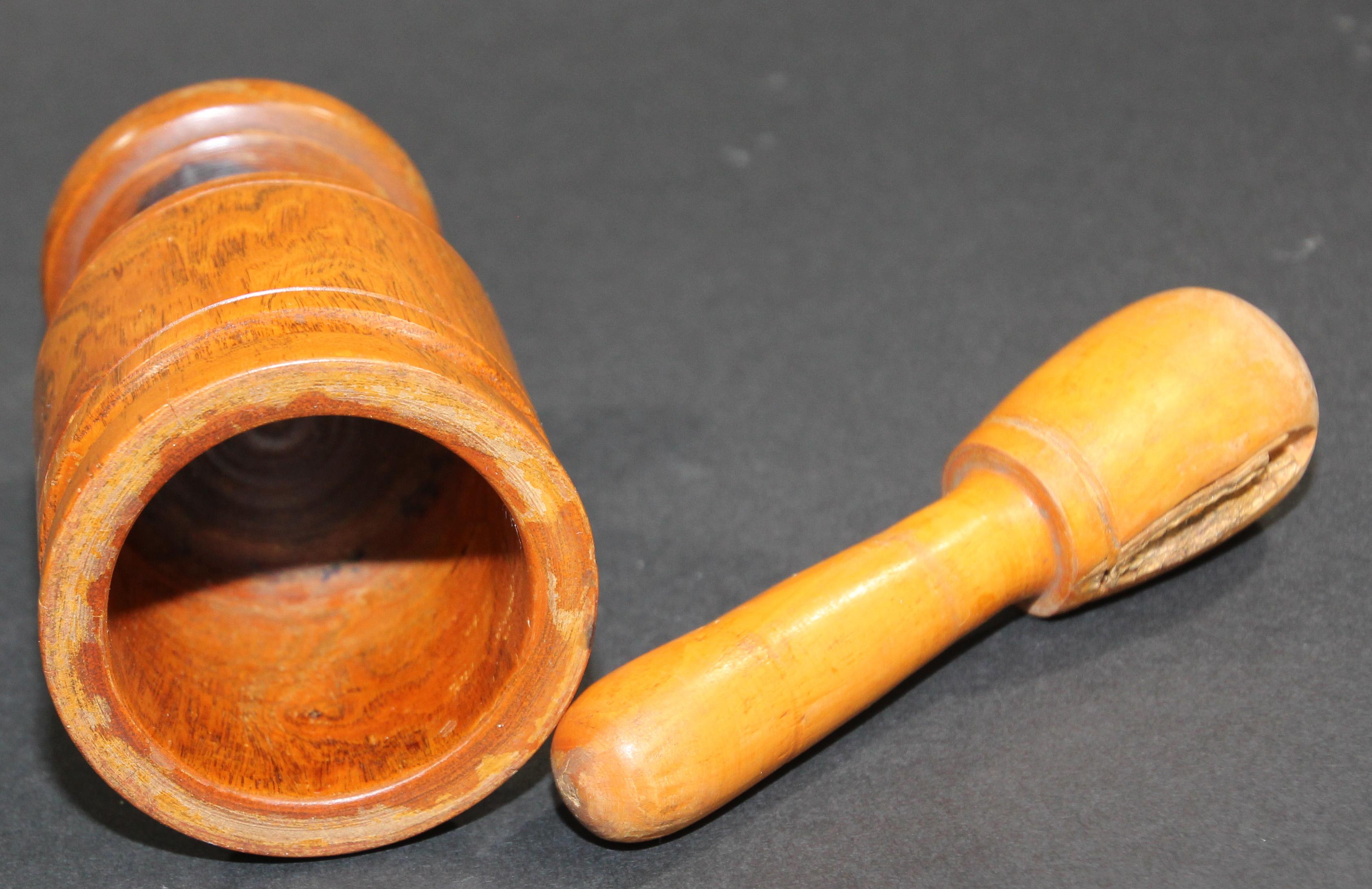 Hand-Crafted Vintage Wooden Mortar and Pestle, Italy For Sale