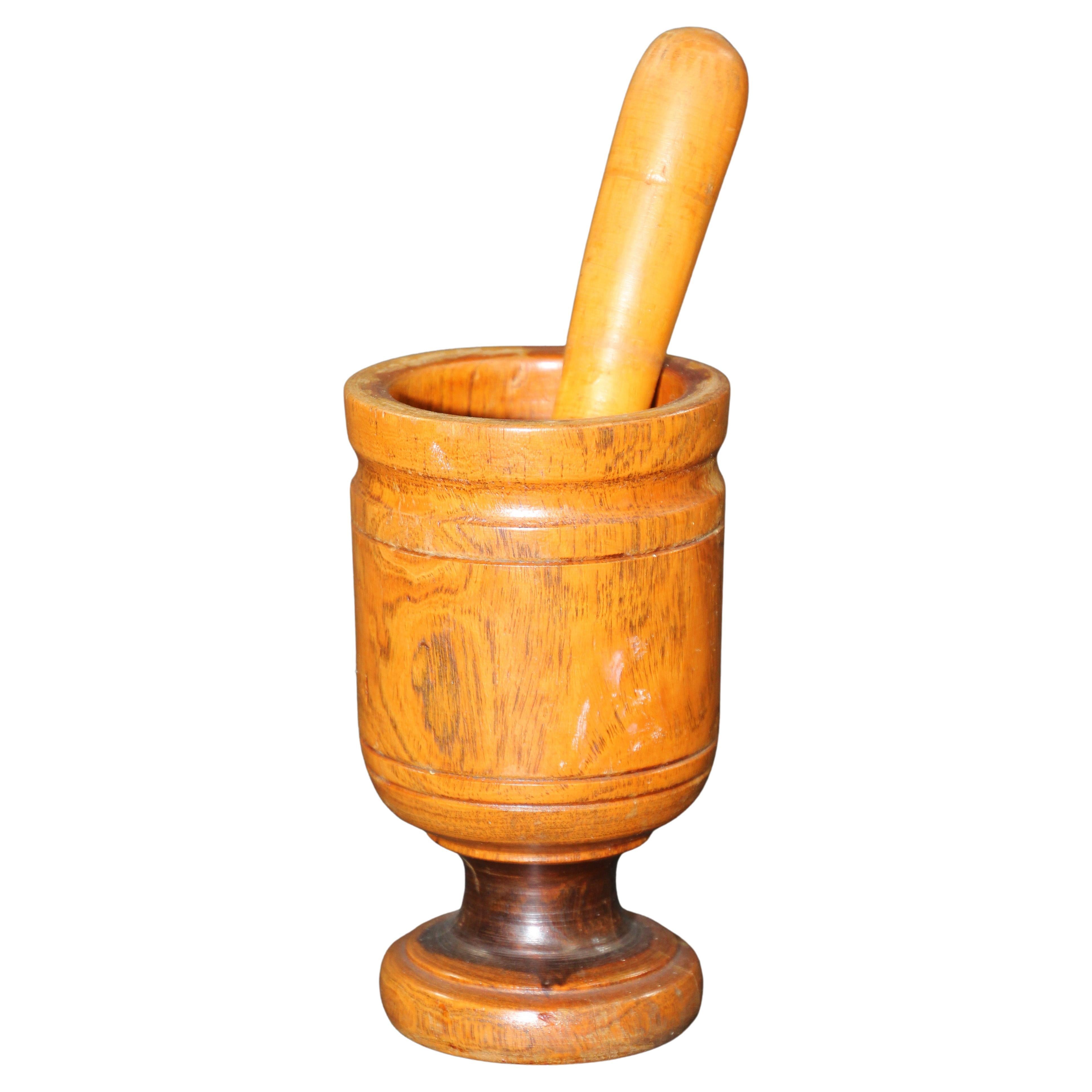 Vintage Wooden Mortar and Pestle, Italy For Sale