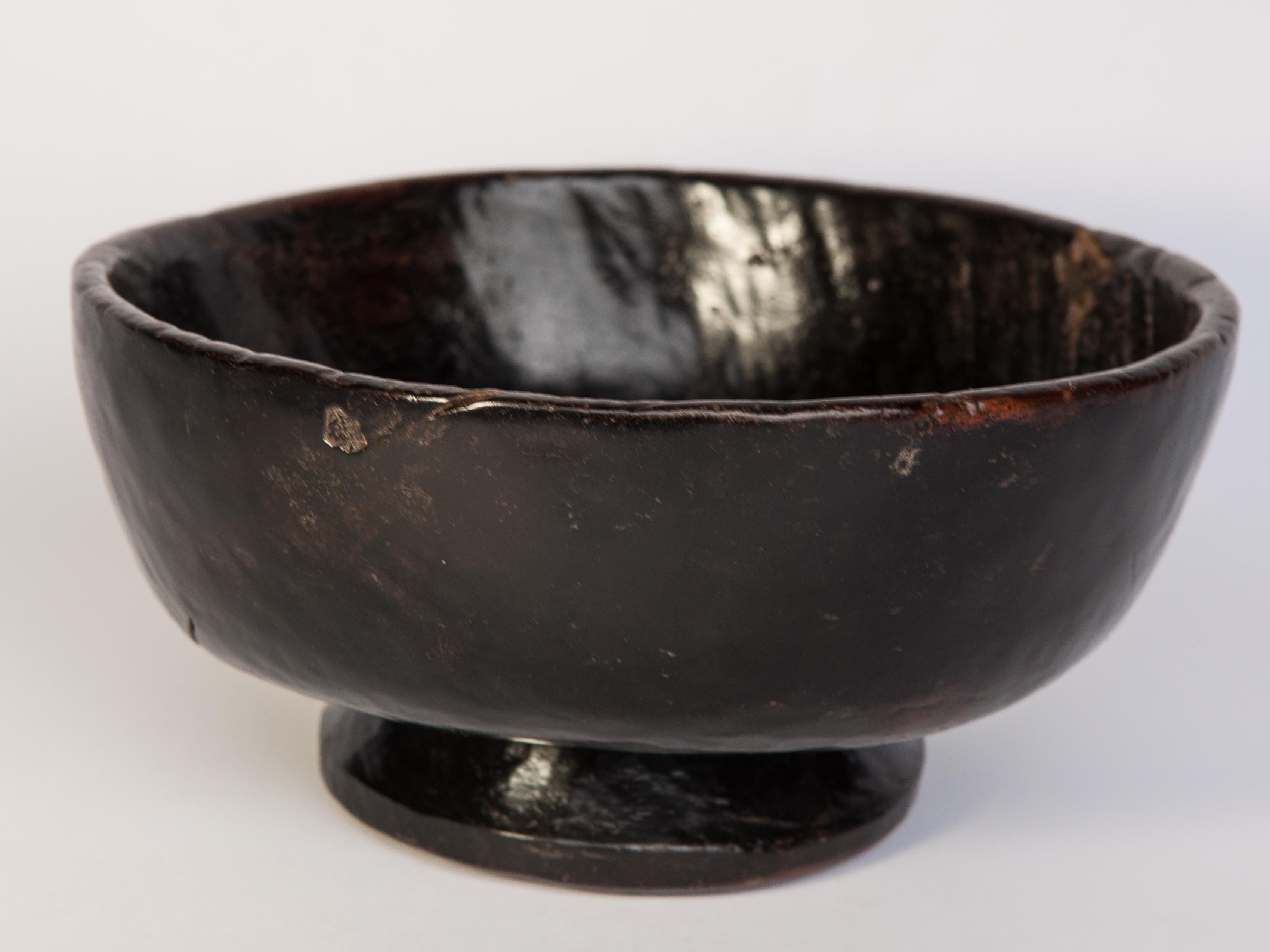 Vintage wooden mortar bowl. Footed. 7.75