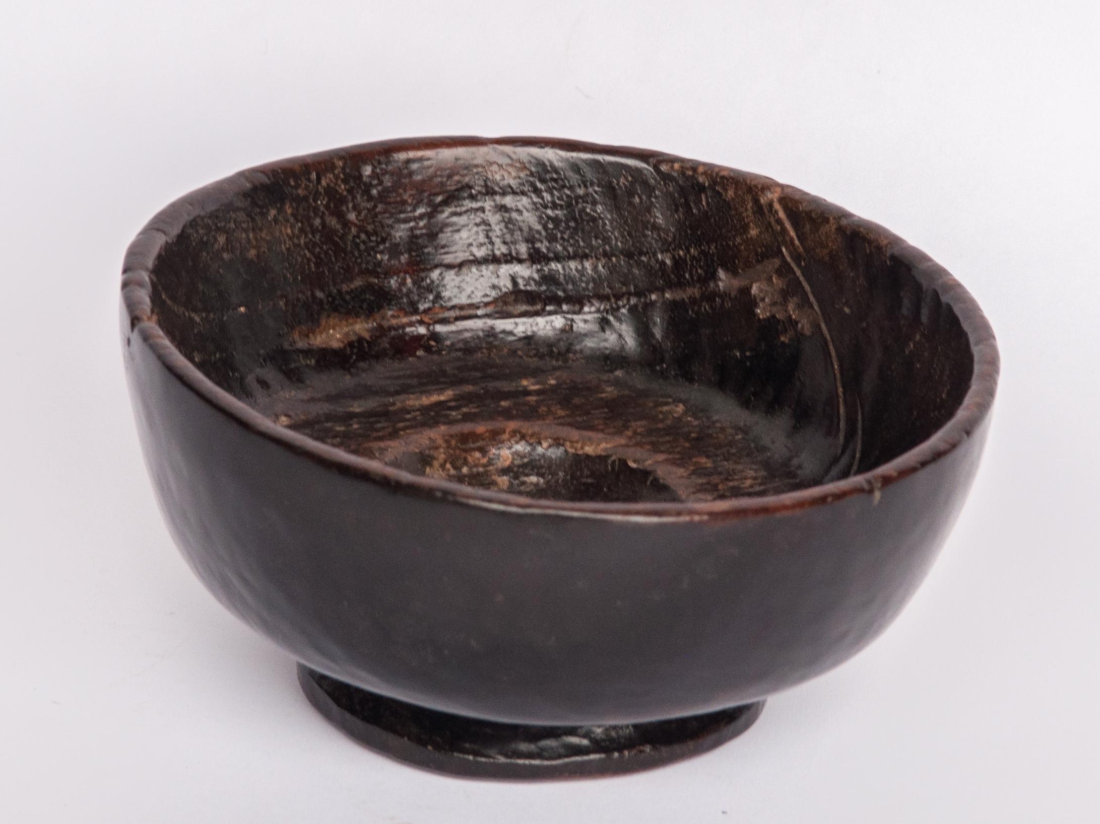Indonesian Vintage Wooden Mortar Bowl, Footed, Sumba, Indonesia, Mid-20th Century
