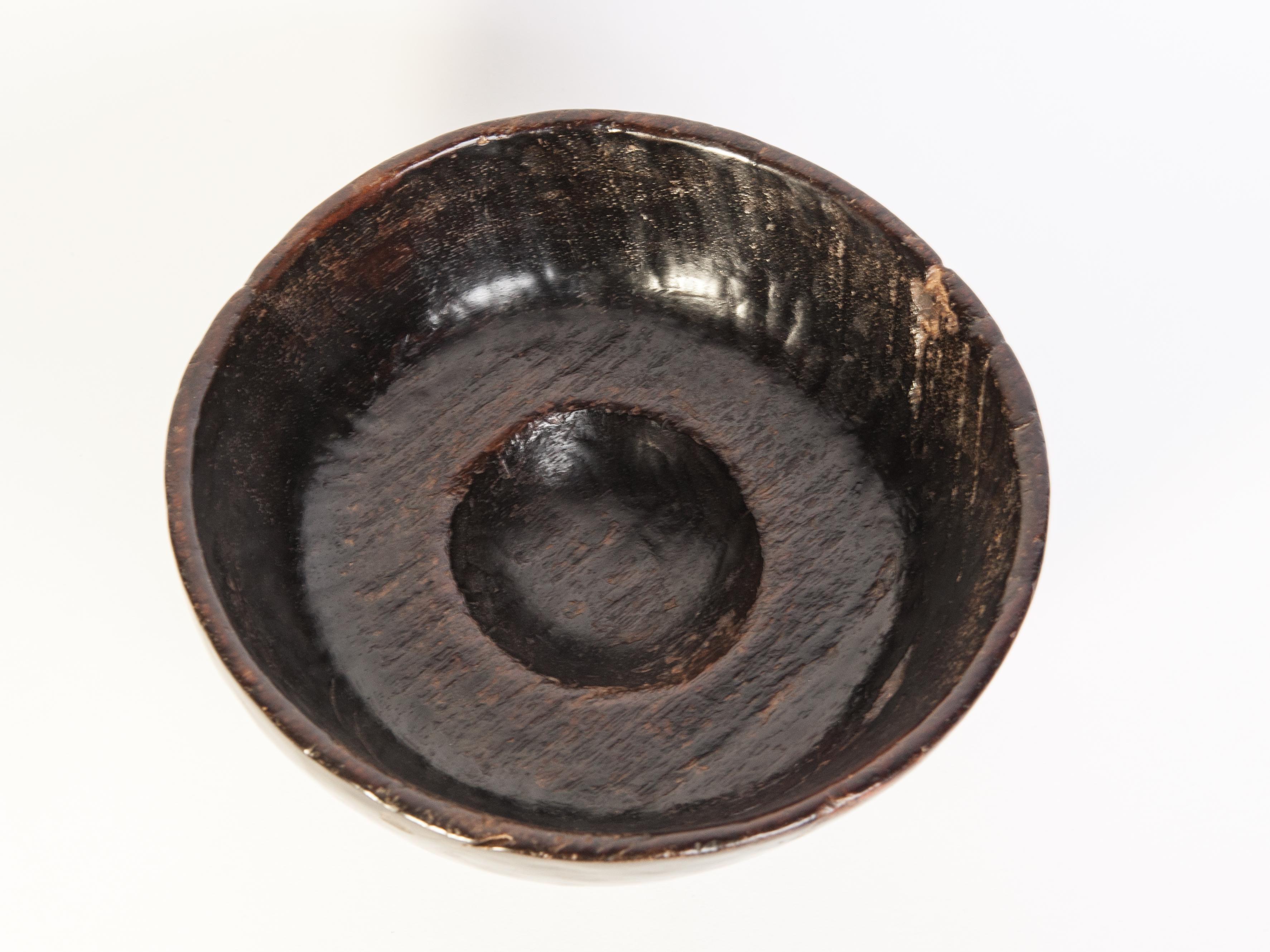 Hand-Crafted Vintage Wooden Mortar Bowl, Footed, Sumba, Indonesia, Mid-20th Century