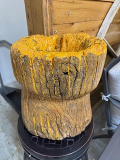 Vintage Wooden Mortar, Planter, Tree or Root Base