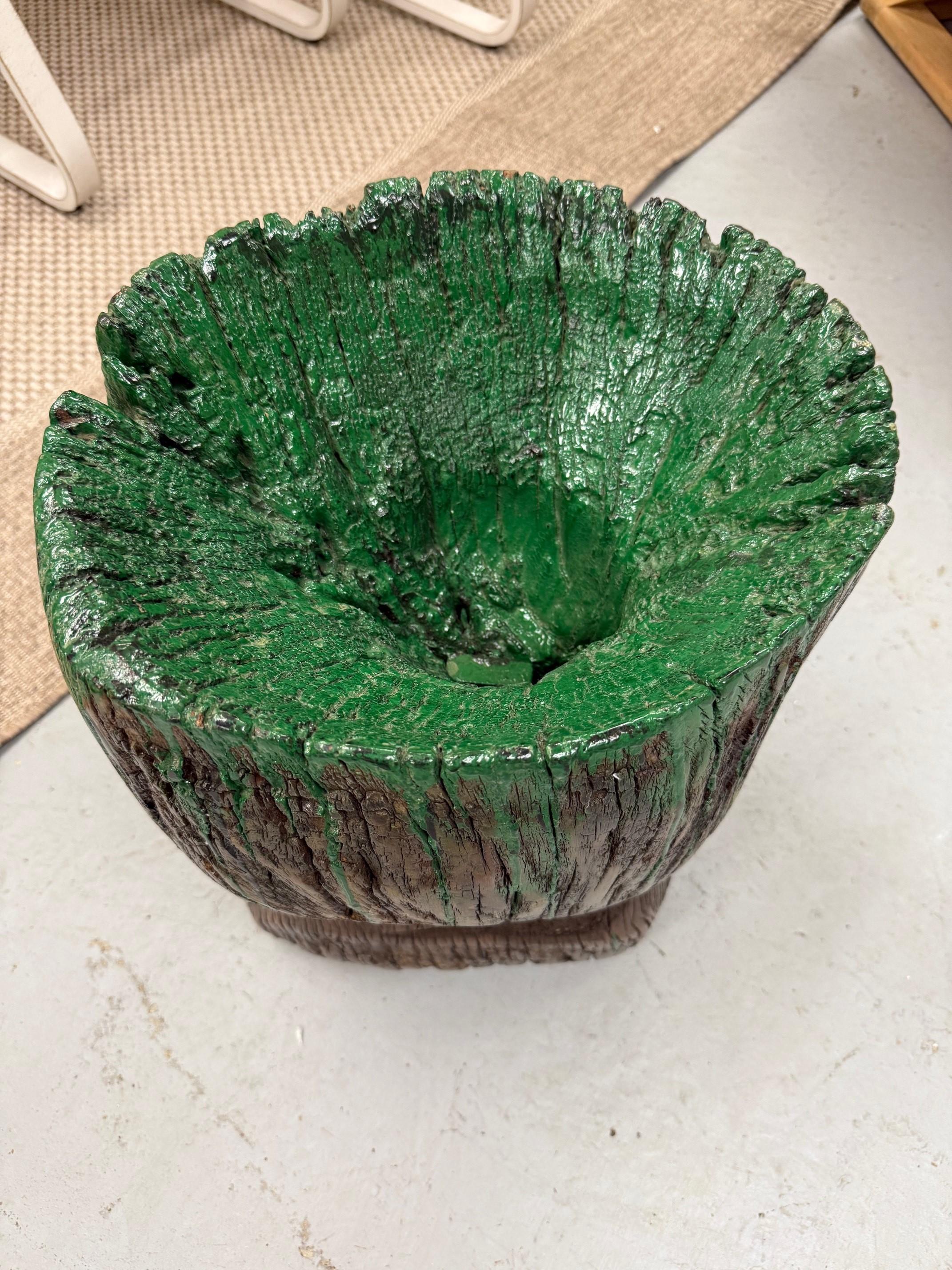 Vintage Wooden Mortar, Planter, Tree or Root Base In Good Condition For Sale In Stamford, CT