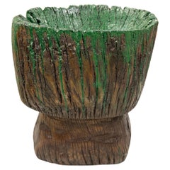 Mortar, jardinière, arbre ou base de racines vintage en bois