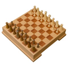 Vintage Wooden Multi-Function Chess Set and Game Board