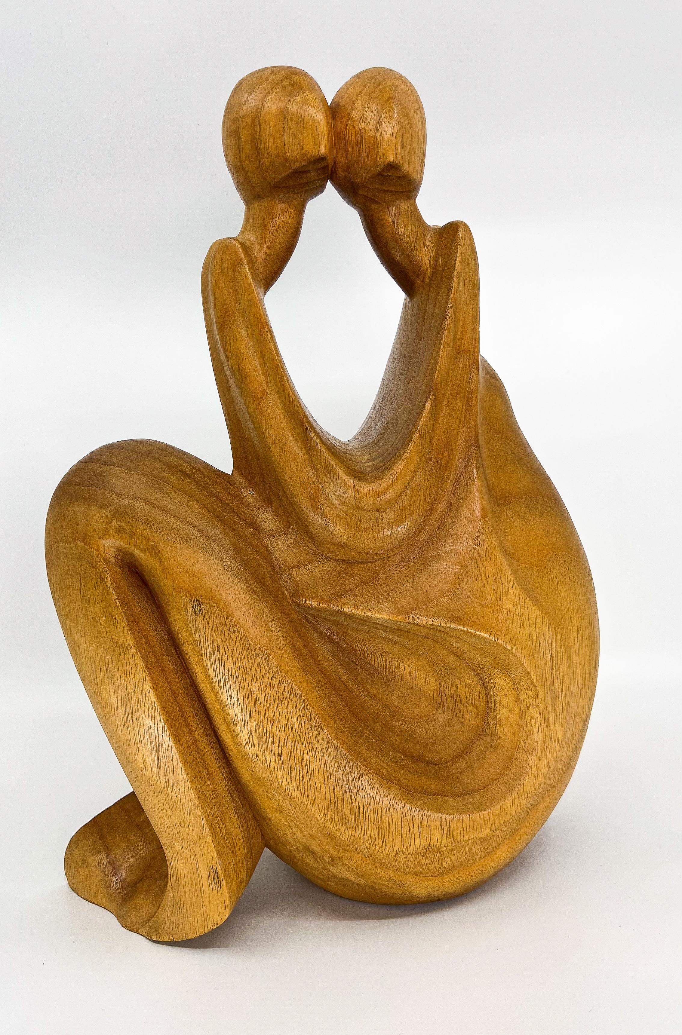 Vintage Wooden Nude Lovers Sculpture Abstract  In Good Condition For Sale In Antwerp, BE