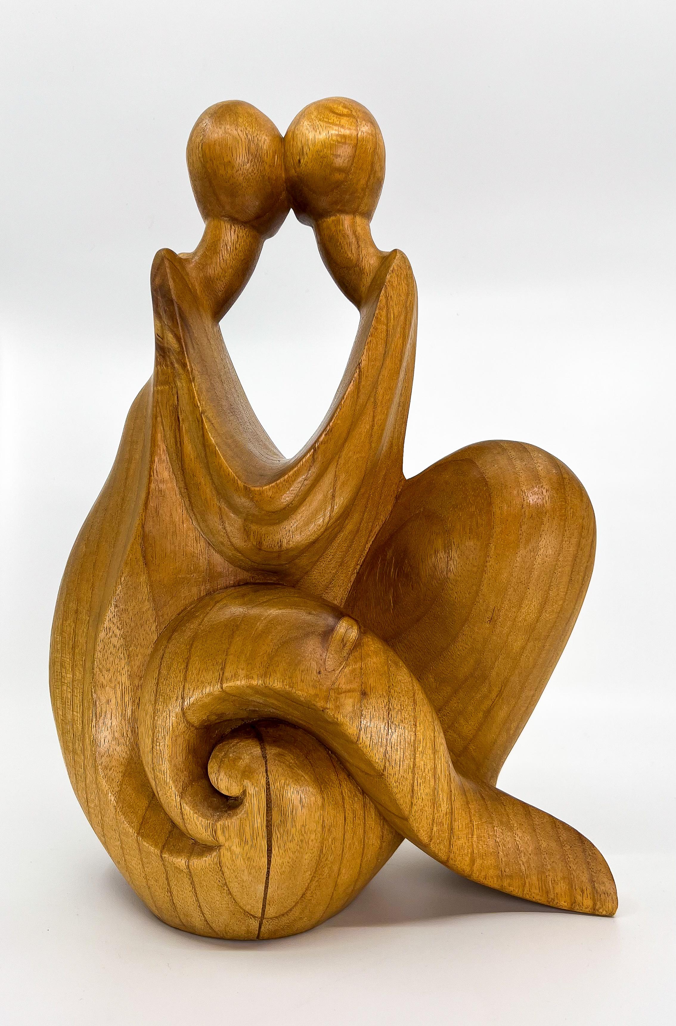 Vintage Wooden Nude Lovers Sculpture Abstract  For Sale 3