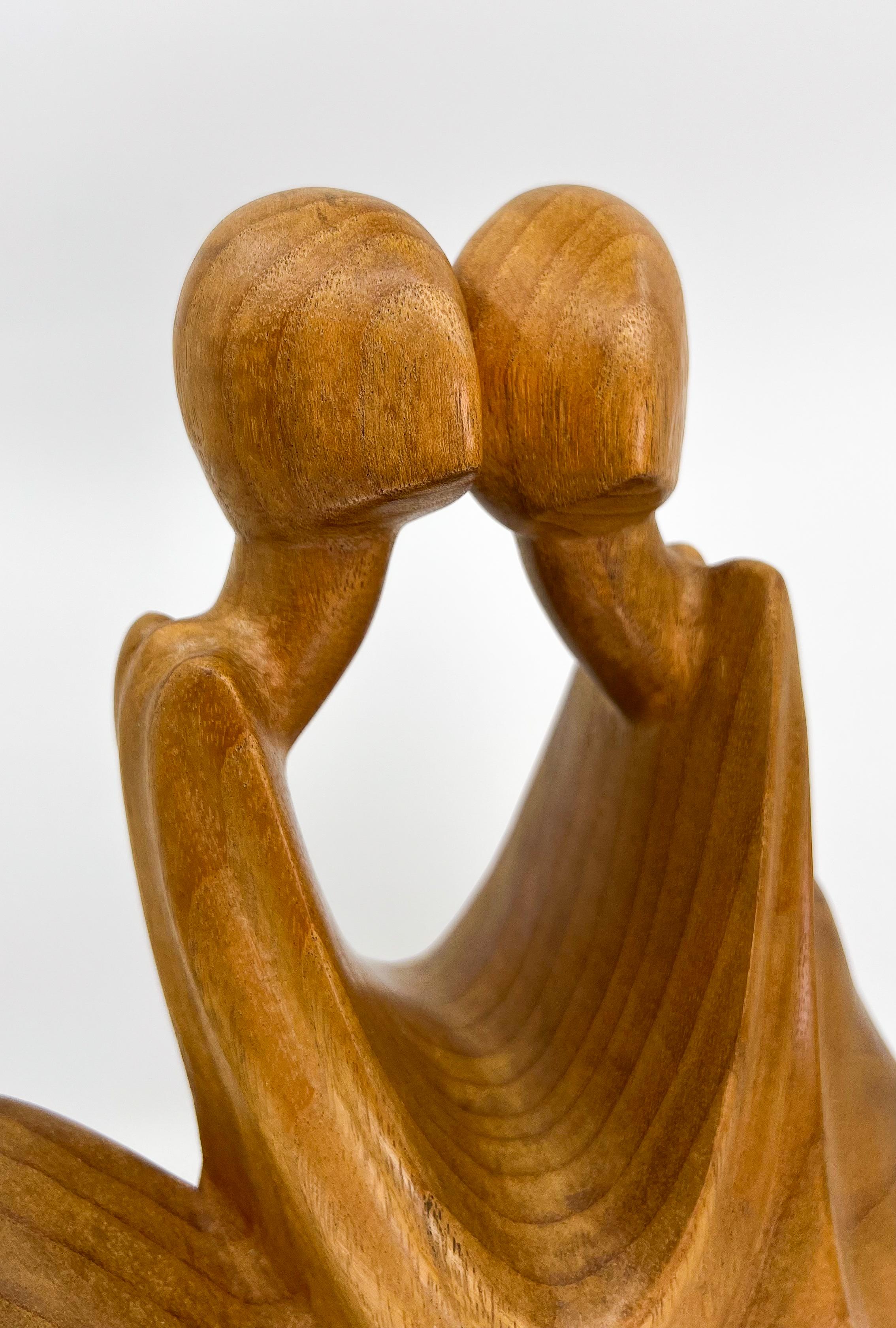 Vintage Wooden Nude Lovers Sculpture Abstract  For Sale 4