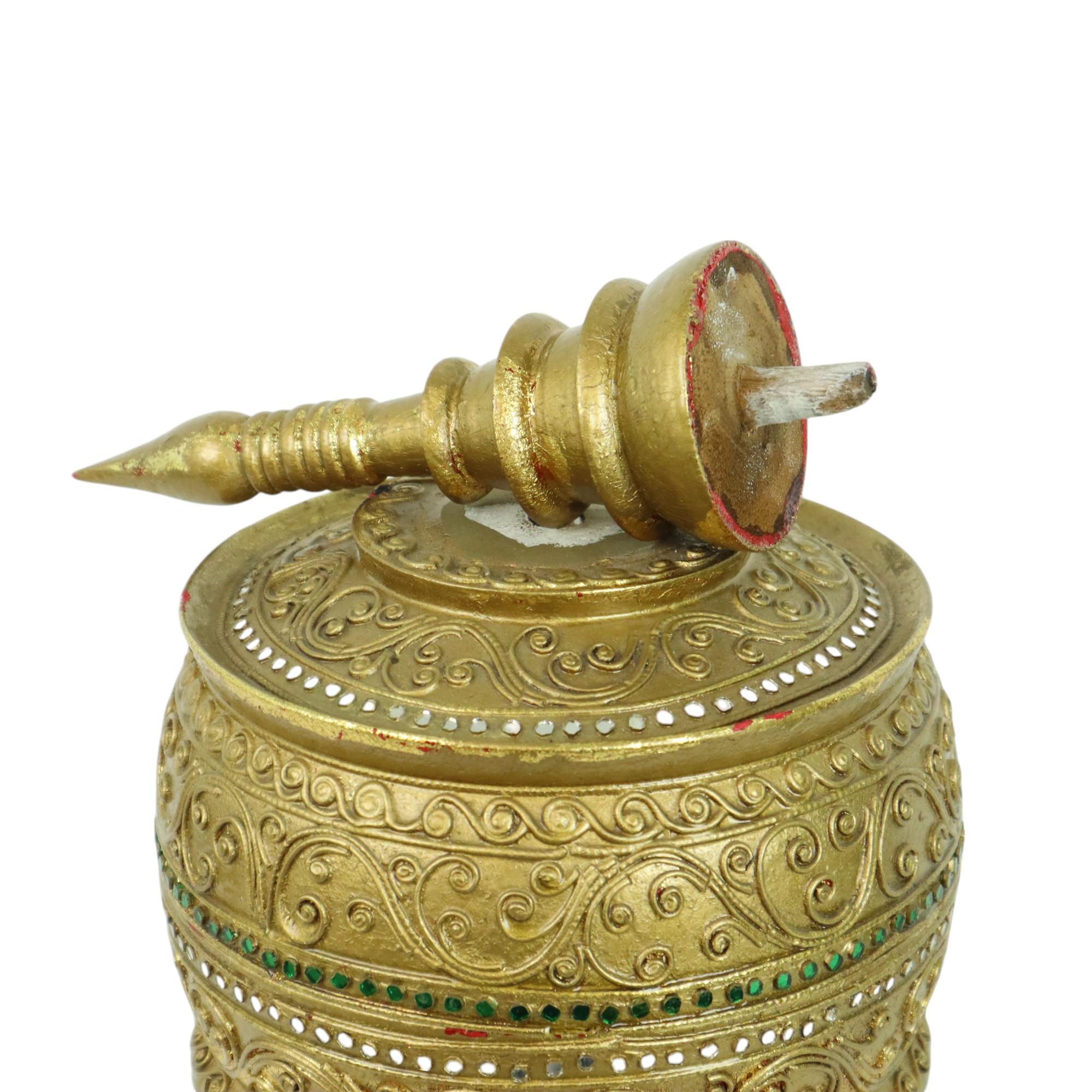 Ciotola per offerte in legno d'epoca dorata a foglia d'oro Burma 49 cm in vendita 7