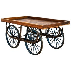 Vintage Wooden Open Sided Cart Trolley, 20th Century
