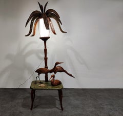 Vintage Wooden Palm Floor Lamp, 1950s