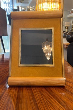 Vintage Wooden Photo Frame with Brass Accents and Sculptural Design