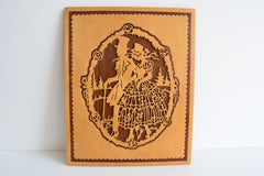 Vintage Wooden Picture, Czechoslovakia, 1950's.