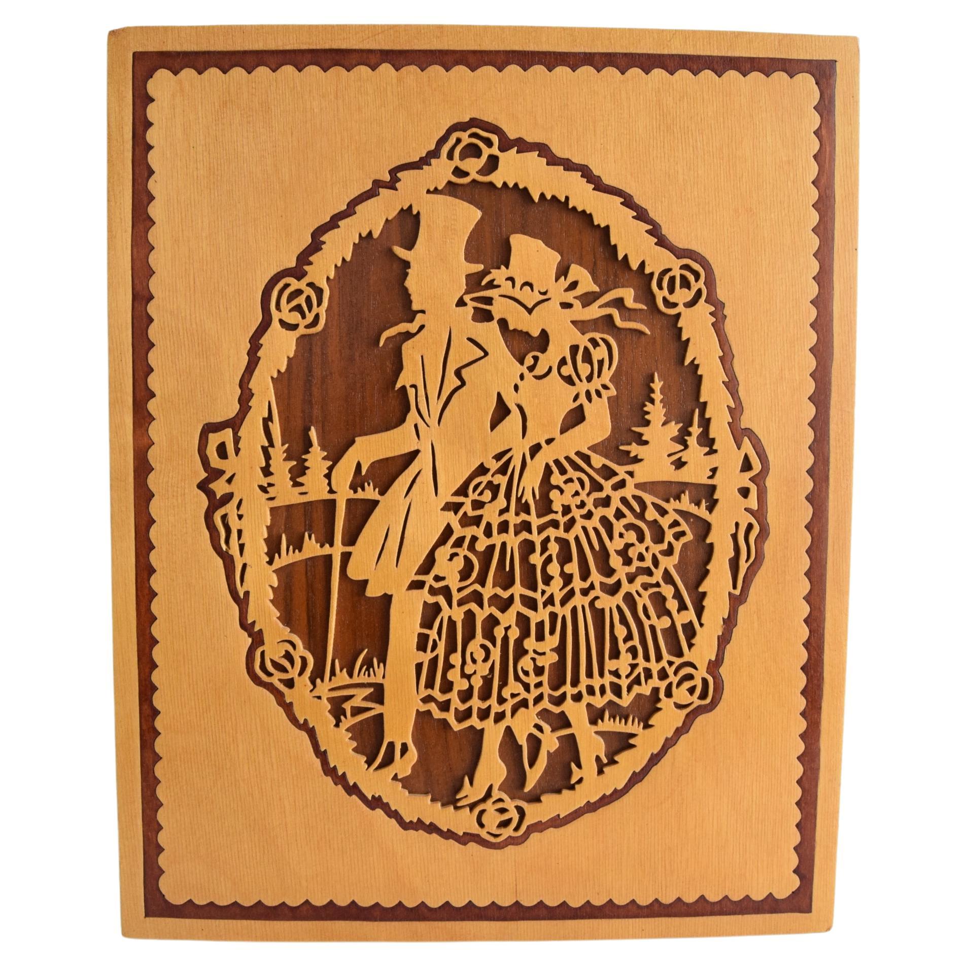 Quadro in legno vintage, Cecoslovacchia, anni '50.