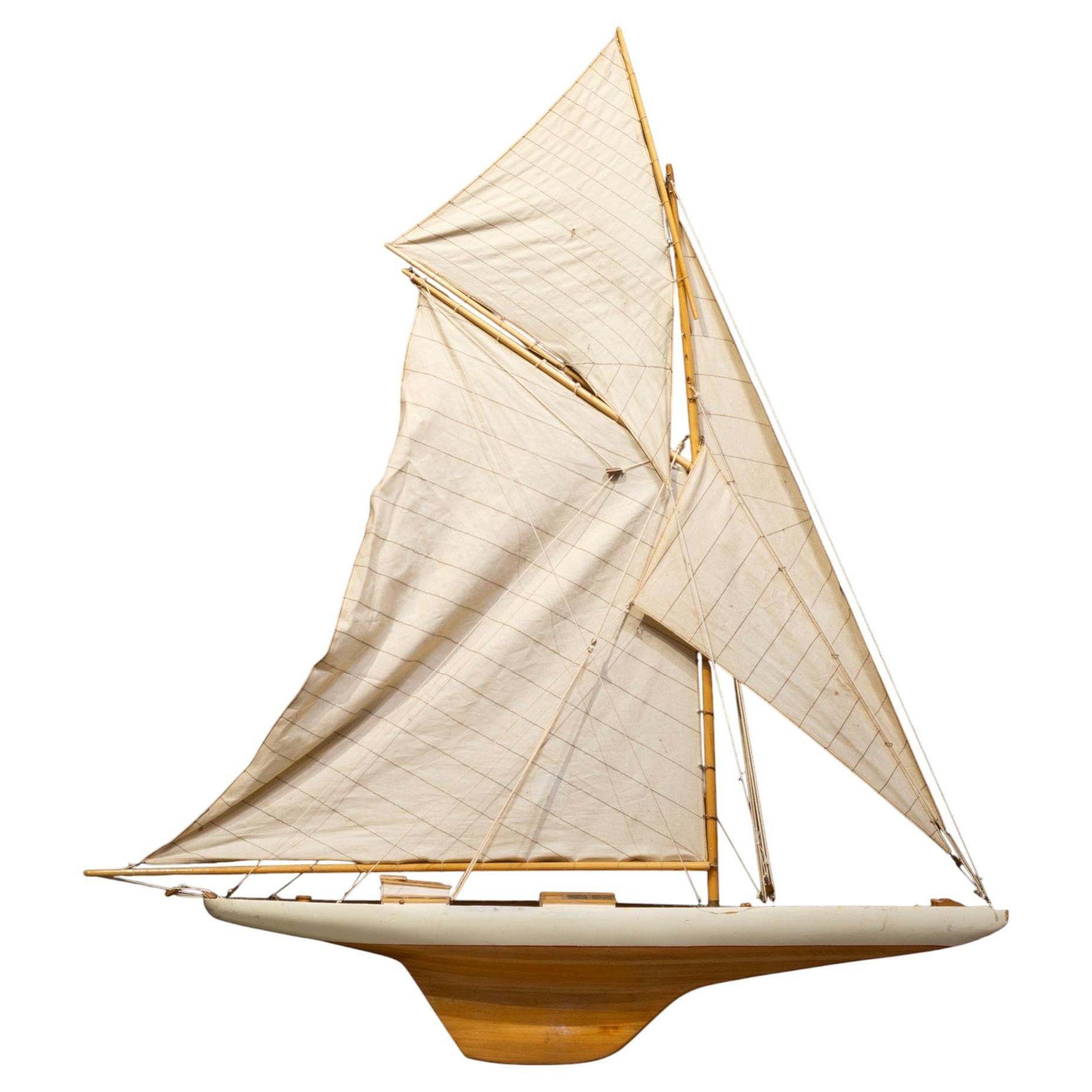 Vintage Wooden Pond Yacht Model