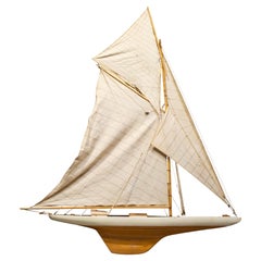 Vintage Wooden Pond Yacht Model