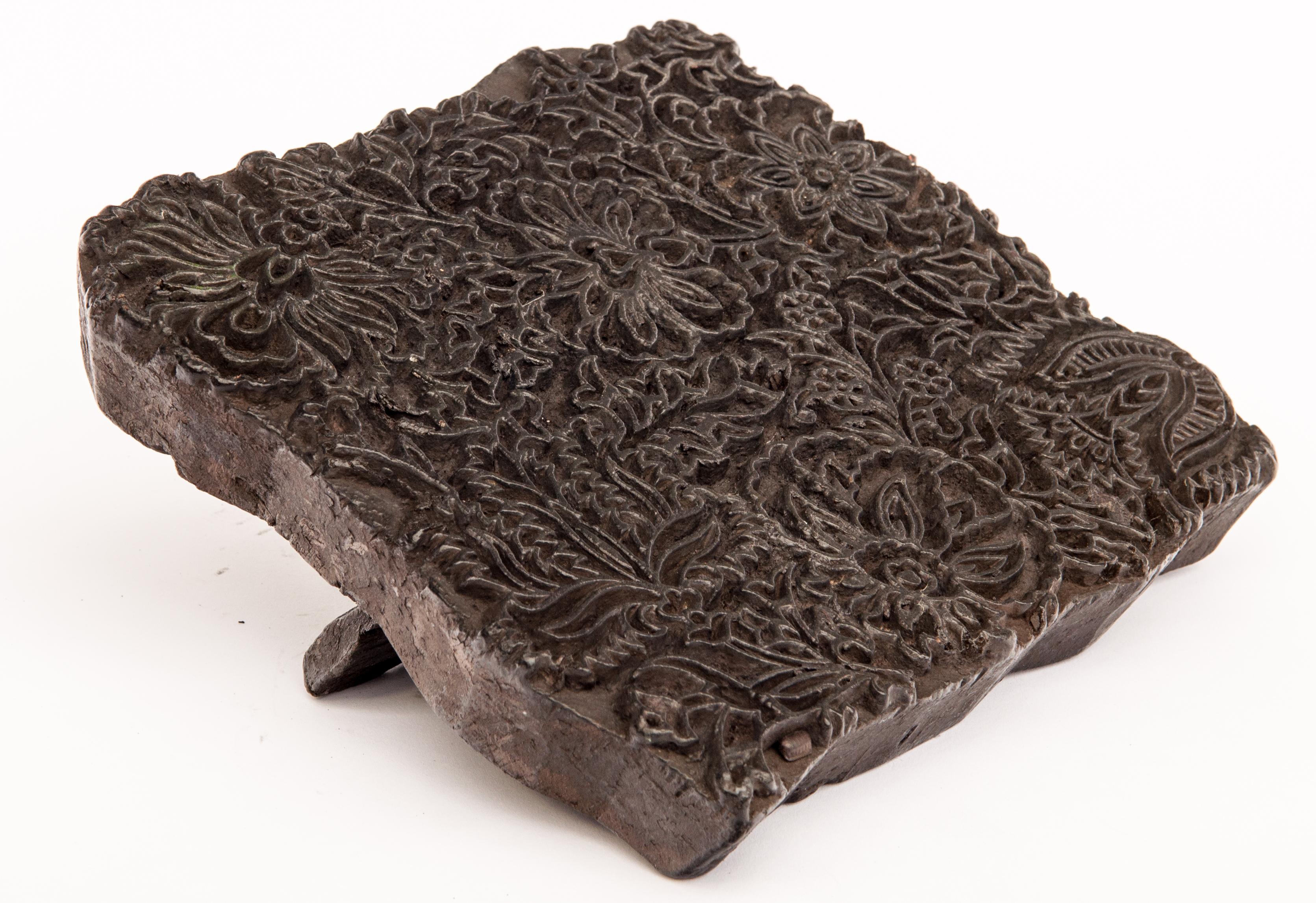 Hardwood Vintage Wooden Printing Block from India, Late 20th Century