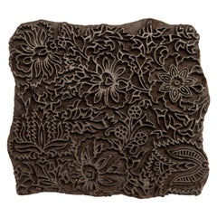 Vintage Wooden Printing Block from India, Late 20th Century