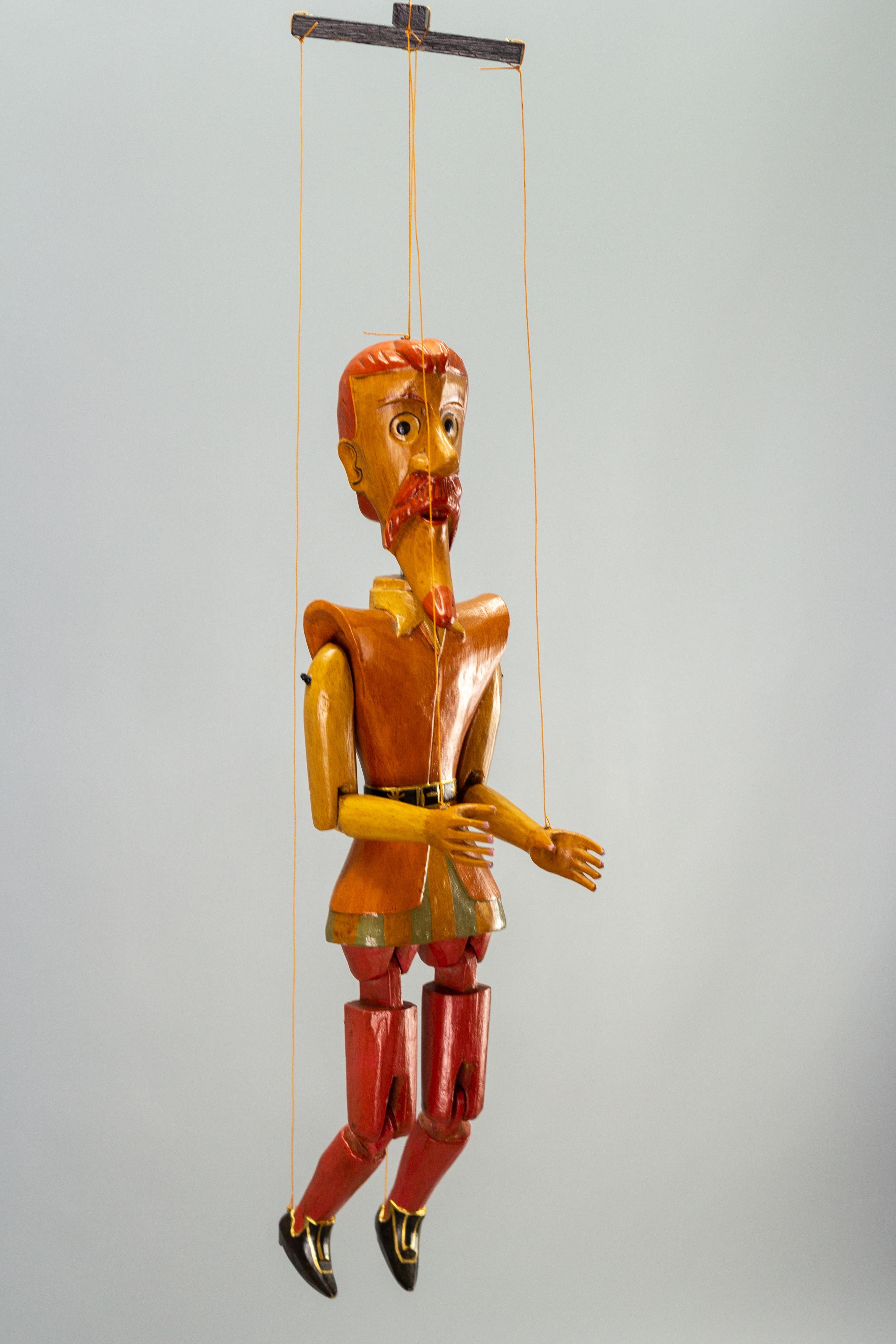 Metal Vintage Wooden Puppet Marionette Don Quixote