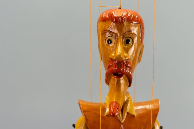 Woodwork Vintage Wooden Puppet Marionette Don Quixote For Sale