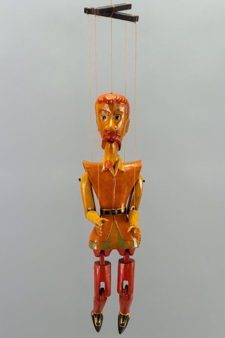 Vintage Wooden Puppet Marionette Don Quixote In Good Condition For Sale In Barntrup, DE
