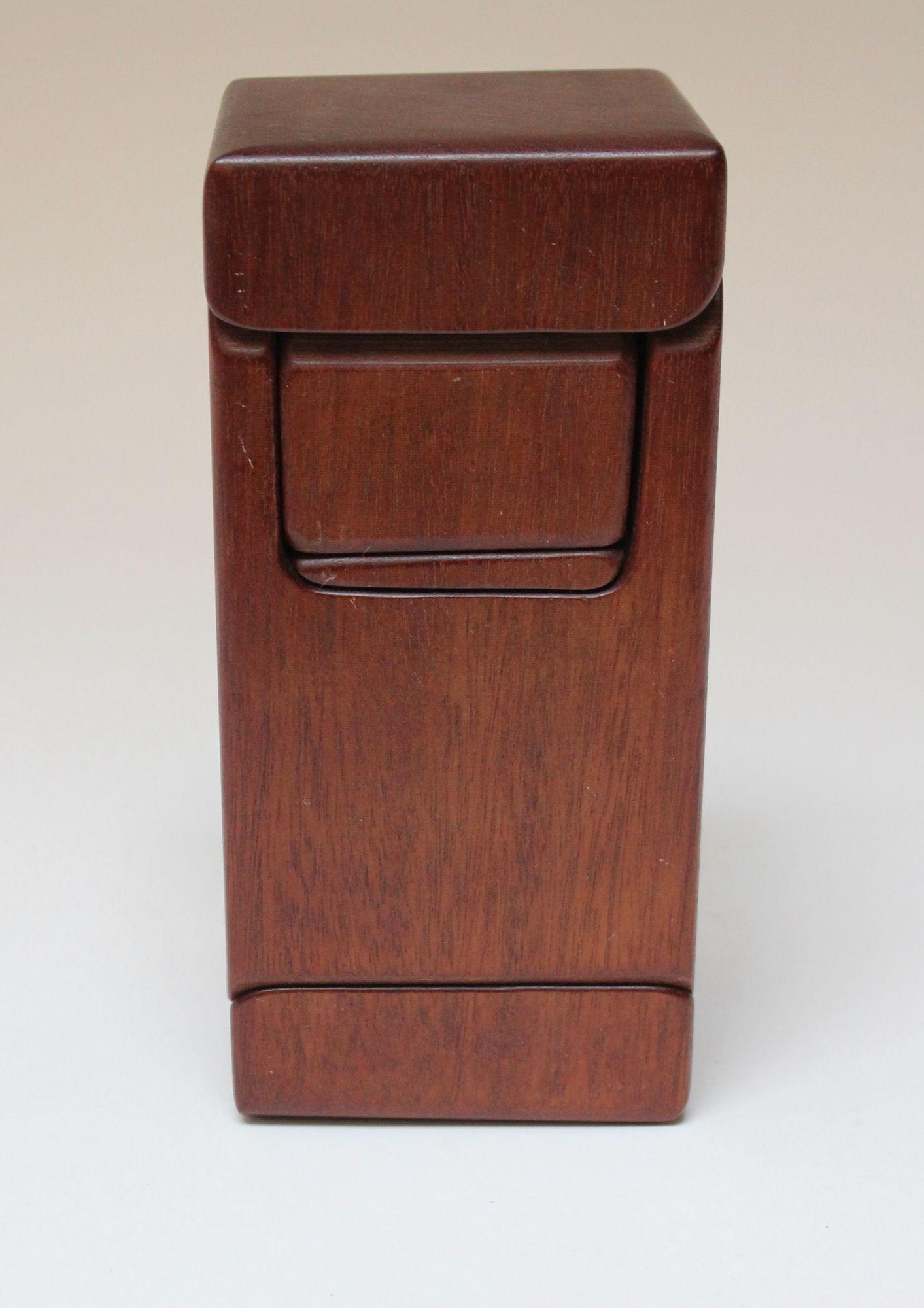 Mid-Century Modern Vintage Wooden Puzzle Box Containing Miniature Tables and Chairs