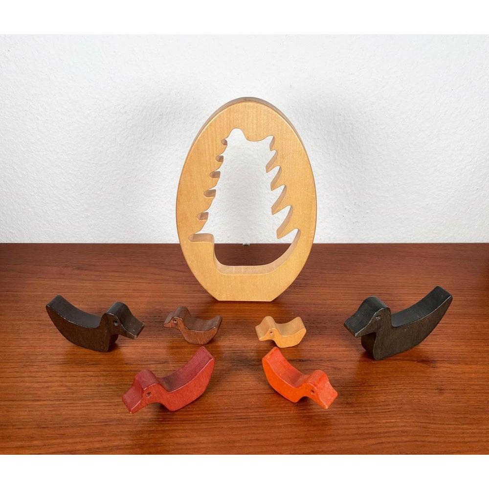 20th Century Vintage Wooden Puzzle with Duck Figurines For Sale