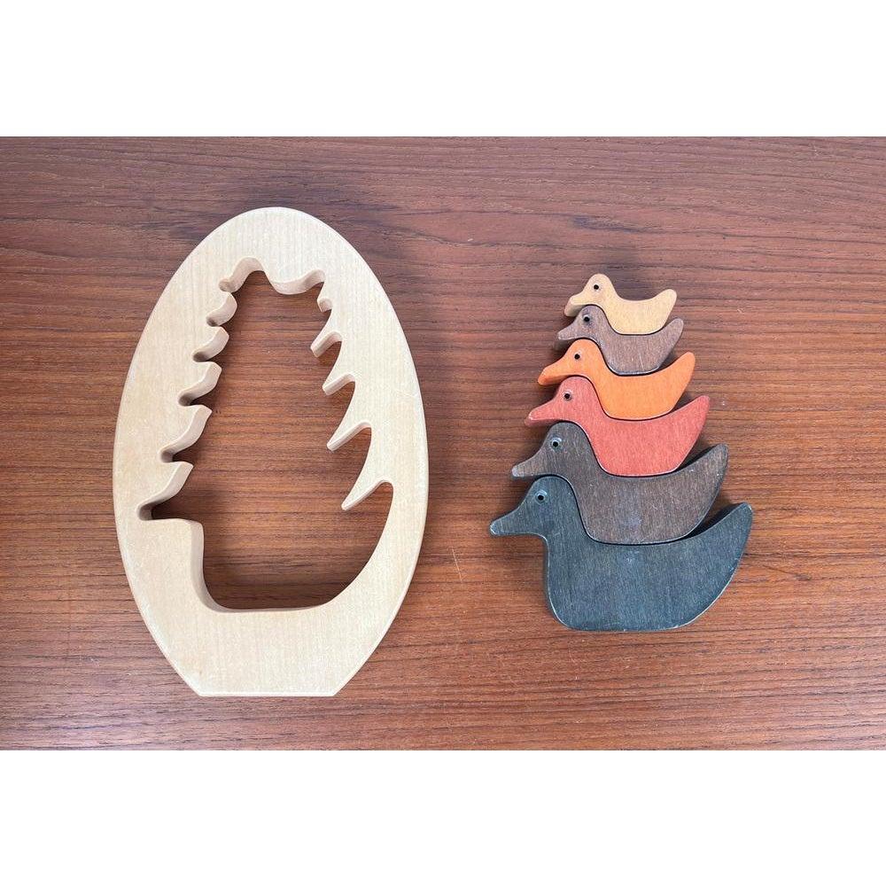Vintage Wooden Puzzle with Duck Figurines For Sale 1