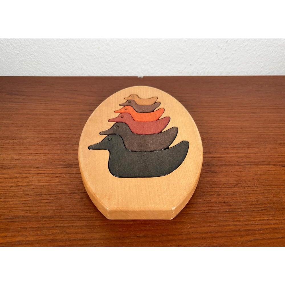Vintage Wooden Puzzle with Duck Figurines For Sale 2