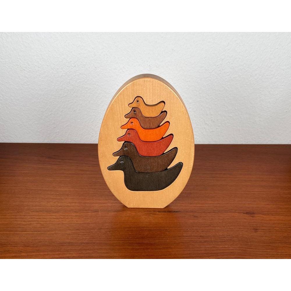 Vintage Wooden Puzzle with Duck Figurines For Sale 3