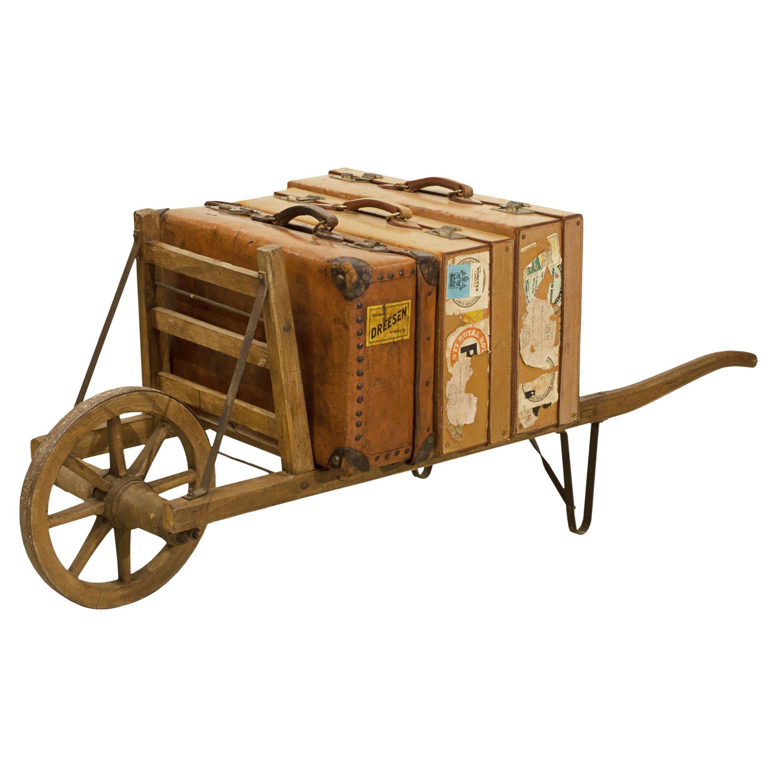 Vintage-Gepäckwagen aus Holz, Eisenbahn, Porters-Gepäckwagen