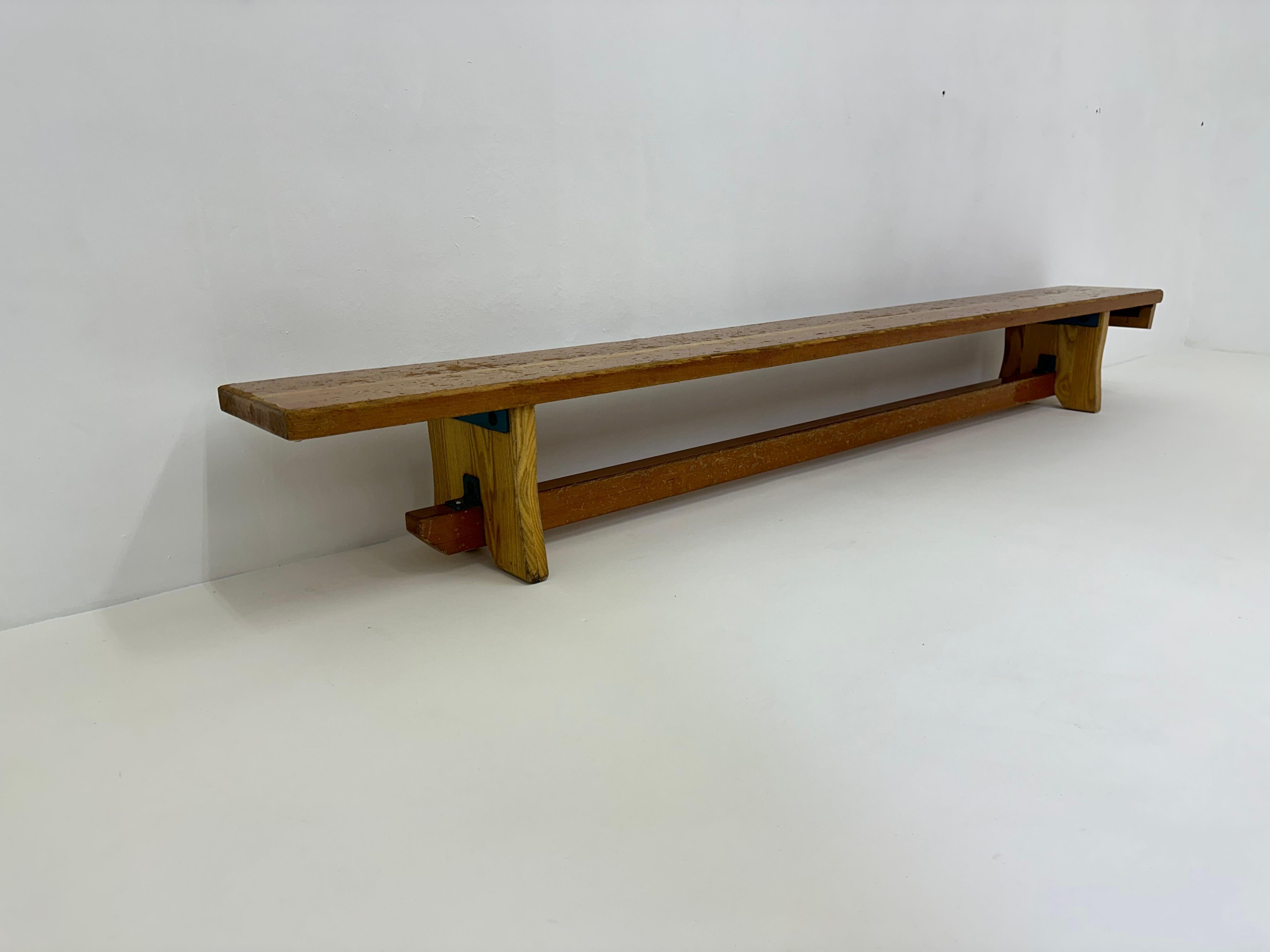 Banco scolastico in legno vintage, anni '70 in vendita 8